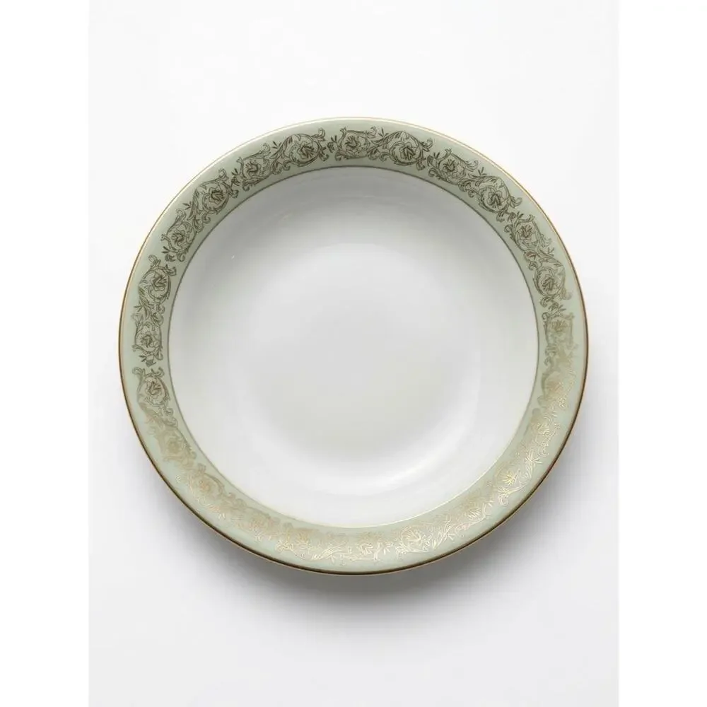 Yamaka Fine China Renaissance 2659R Fruit Bowls Set of 4, Sage Green Gold